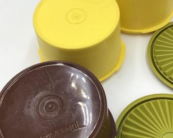 Tupperware Stackable 1960s Servalier Canister Lid Set. Orange