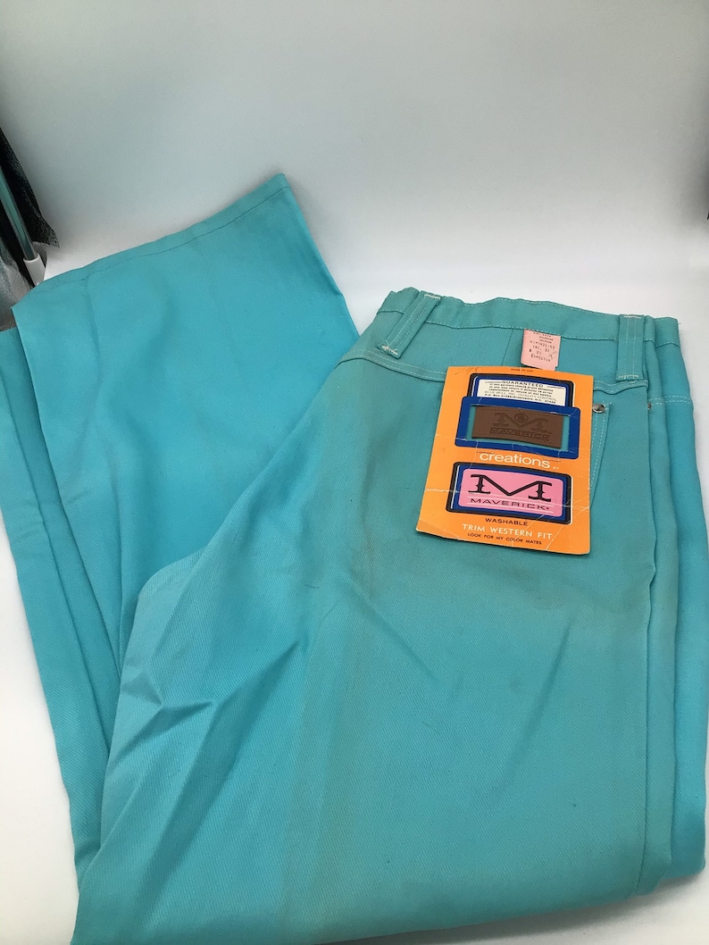 Dead stock Western Maverick 1960\u2019s flare turquoise Vintage NOS LARGE mod hippie,