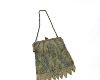 Deutschland Dresden 1920 Netz Tasche Aquarell Art Deco tolle Gatsby Flapper Netztasche Handtasche zum Umhängen