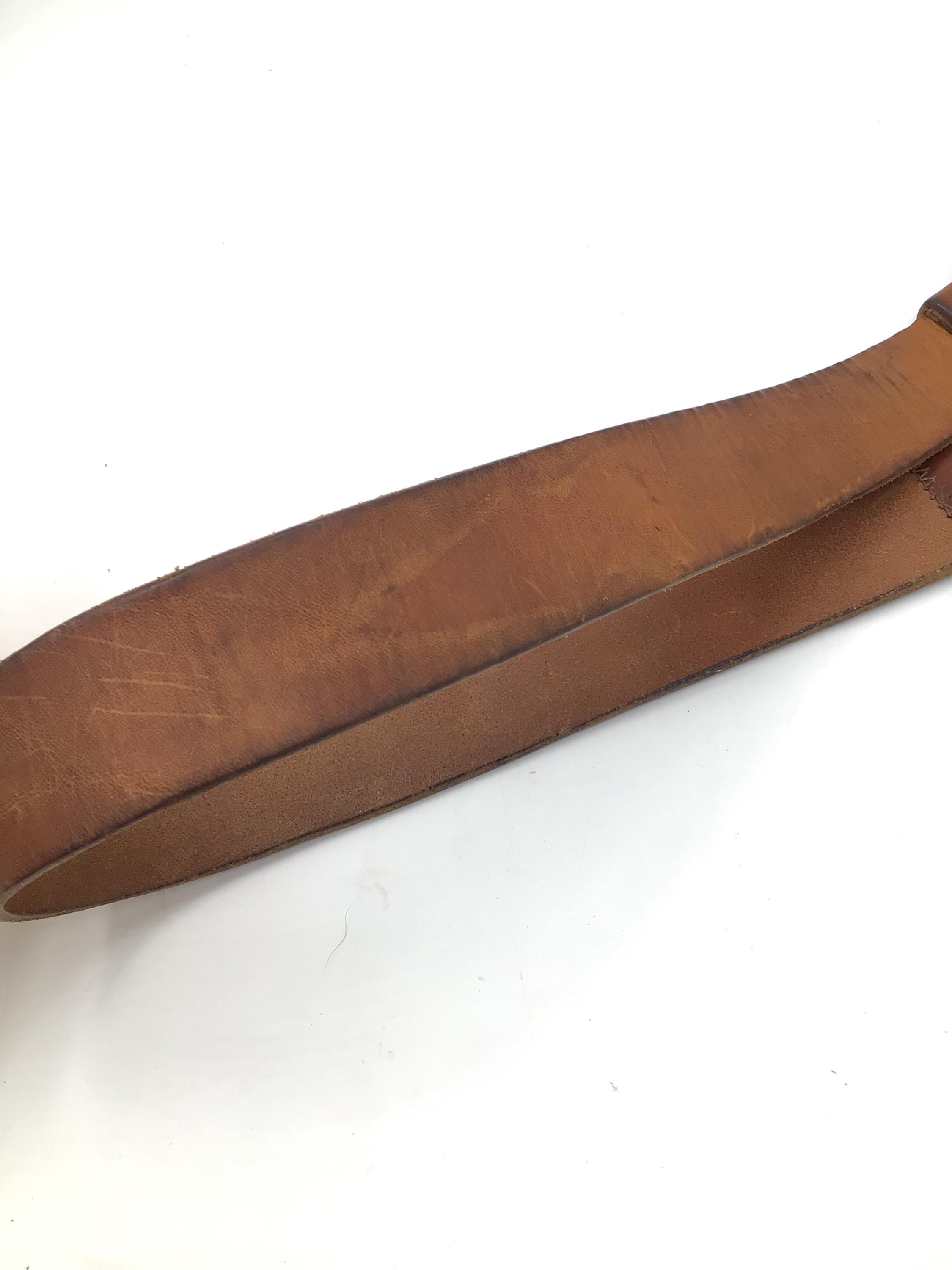 Tan Fife & Drum Paris Genuine Cowhide Leather Golden Round Wrap Belt Size Large Fife & Drum Paris VTG Cowhide Leather Belt Brown Gold  main image 4