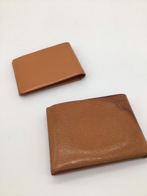 Vintage Tan Brown Leather Wallet 1950's - image 9