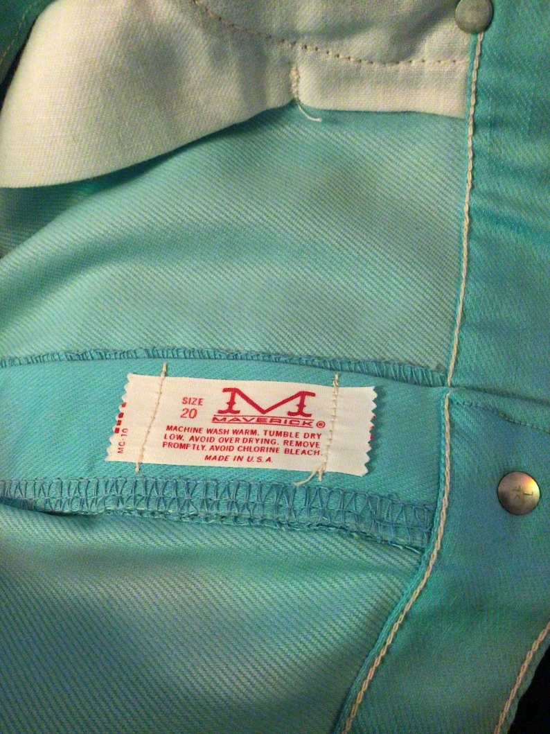 Dead stock Western Maverick 1960\u2019s flare turquoise Vintage NOS LARGE mod hippie,