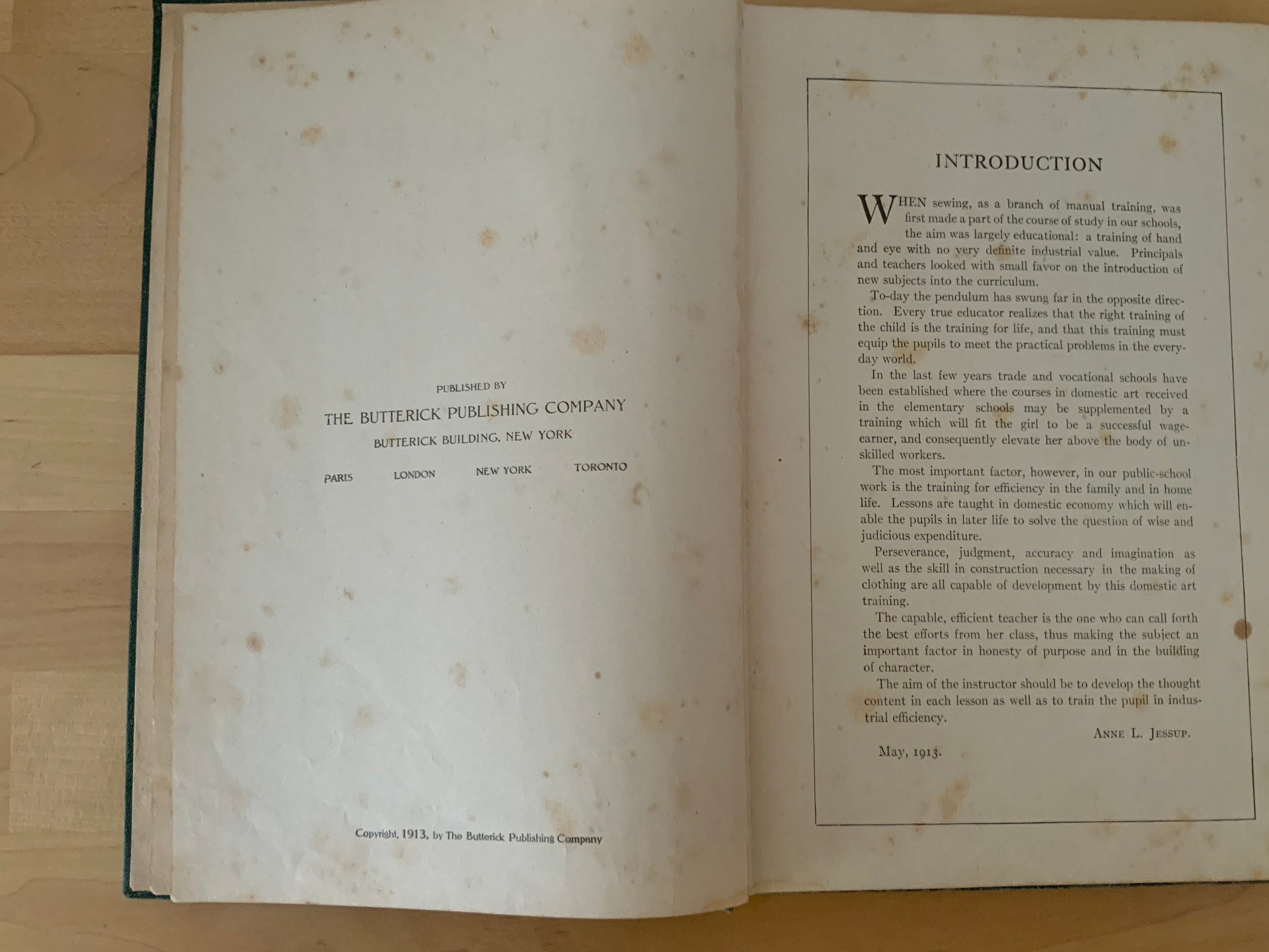 1913 the Sewing Book Complete Instructions in Sewing and Simple Garment  Making for Children in the Primary and Grammar Grades Butterick 