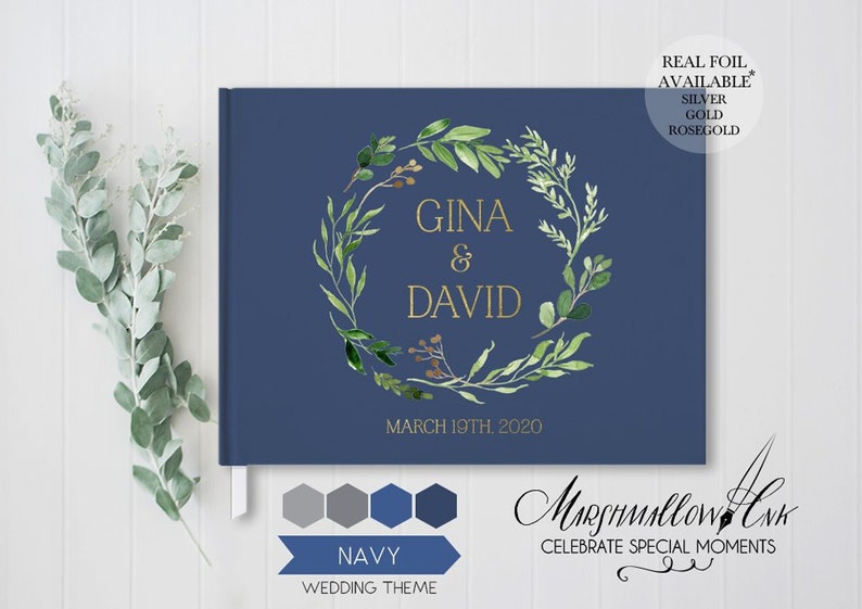Custom initial guestbook Personalized sign in book C Polaroid guest book wedding guest book with gold foil Wedding planning bride keepsake