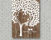 Rustic Wedding Guest Book Decor, Wedding Tree Signs, Wood Guest Book Alternative, Country Wedding Gift, Tree Guest Book Canvas, Guestbook