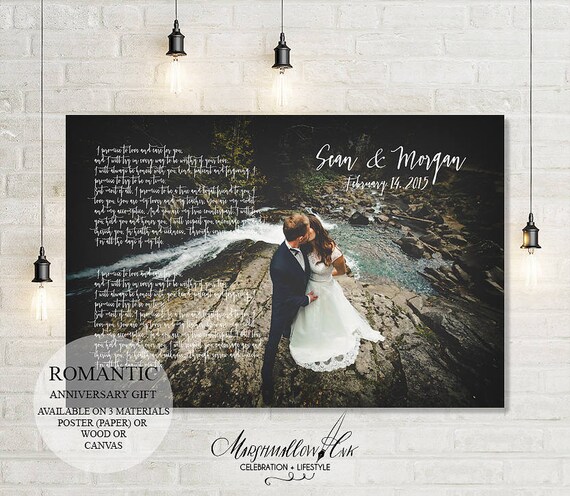 Wedding Song Lyrics Gift For Him 1st Anniversary Gift For Etsy