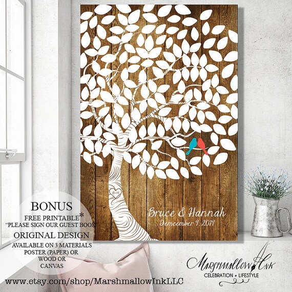 Rustic Wedding Guest Book Alternative Wedding Tree Guest Book Etsy