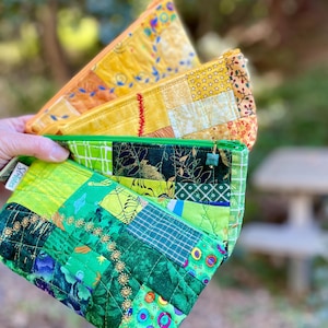 CLEARANCE!  Open Wide Quilted Zip Pouch, Rainbow of Colors, Cosmetic Bag, Travel Bag