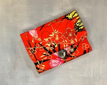 Mini Jewelry Travel Wallet: Quilted Cotton, Button Closure