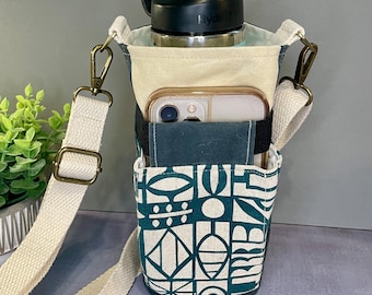 Water Bottle Bag, Green Abstract