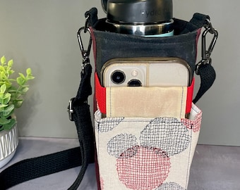 Water Bottle Bag, Burgundy & Black