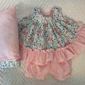 Sweet Summertime Baby doll PJ's and matching pillow case with pillow.