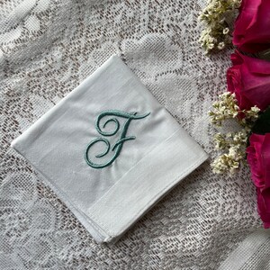 Set of 1 White Handkerchiefs - Custom Monogrammed - Personalized Hankie - Gift for Groom