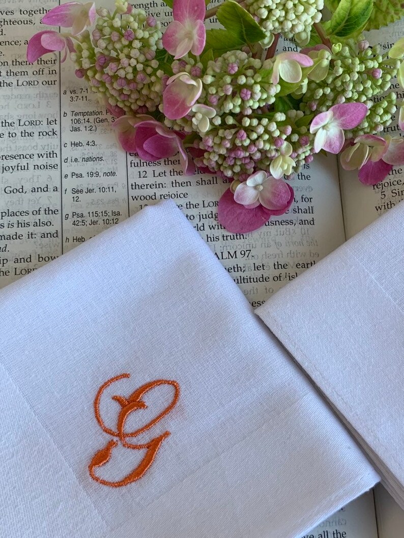 Set of 2 White Handkerchiefs Personalized Hankie Hanky Lot Gift for Groom Custom Monogrammed