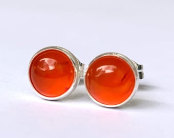 Wire Wrapped Carnelian Circle Earrings Genuine Gemstone Earrings