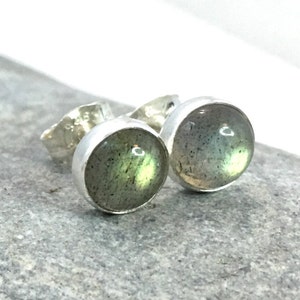 Labradorite Stud Earrings ... 6mm Labradorite Studs .. Labradorite Earrings .. Handmade Jewelry .. Labradorite Jewelry. 925 Sterling Silver