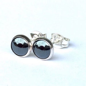 Hematite Stud Earrings .. Silver Studs .. Small 6MM Stud Earrings .. Hematite Studs .. Hematite Earrings .. 925 Silver
