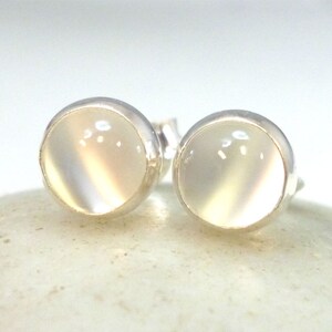 Moonstone Earrings .. Moonstone Jewelry .. 6mm Round .. Moonstone Studs .. 925 Sterling Silver Stud Earrings .. White Moonstone
