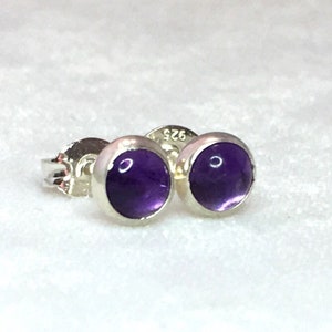 Amethyst Stud Earrings .. Amethyst Earrings 5mm .. Classic Studs .. Amethyst Jewelry .. Handmade .. Silver Studs. Sterling 925 Silver