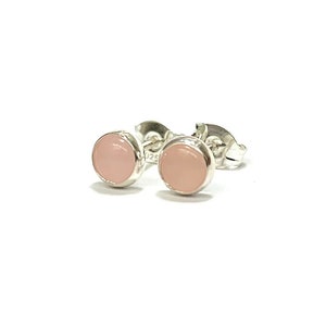 Rose Quartz Stud Earrings 5mm .. Rose Quartz Earrings .. Rose Quartz Studs .. Handmade jewelry 925 Sterling Silver  ..  Pink Quartz