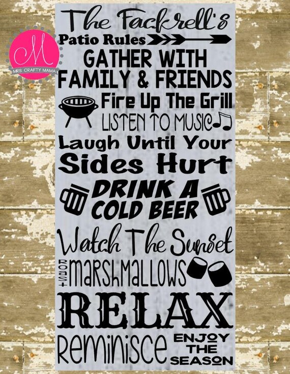 Download Patio Rules SVG Porch Sign | Etsy