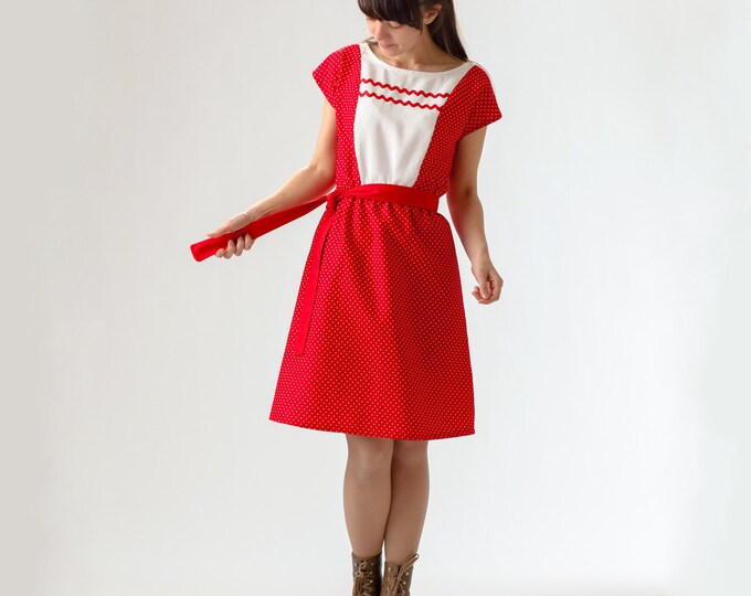 FINAL SALE Cups & Cakes Dress Red Ric Rac and Polka Dot Etsy
