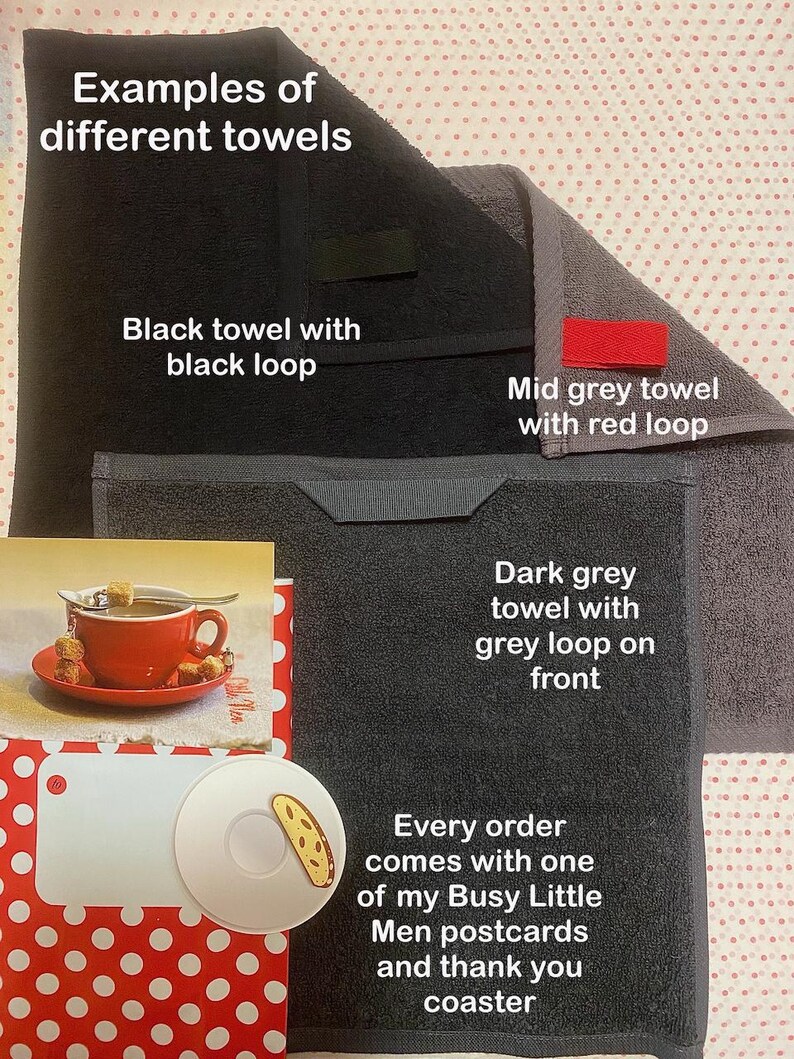 Cafelat Robot Embroidered Coffee Bar Towel - Dark Grey, Mid Grey or Black 30cm Square Towel image 2