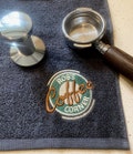 Coffee Corner Personalised Bar Towel - 30cm Black, Mid Grey OR Dark Grey - Great Coffee Lover Gift!