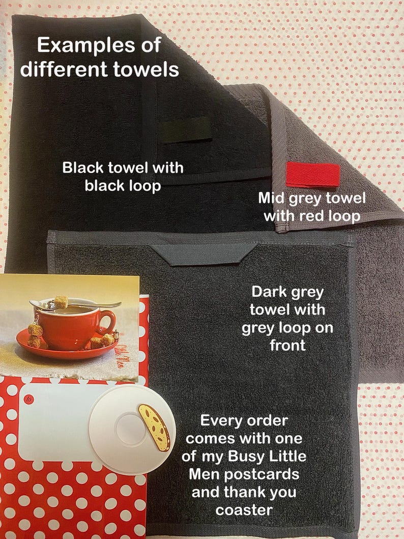 A Little Coffee Lover Gift! Coffee Corner Personalised Bar Towel - 30cm Black, Mid Grey OR Dark Grey Coffee Towel image 15