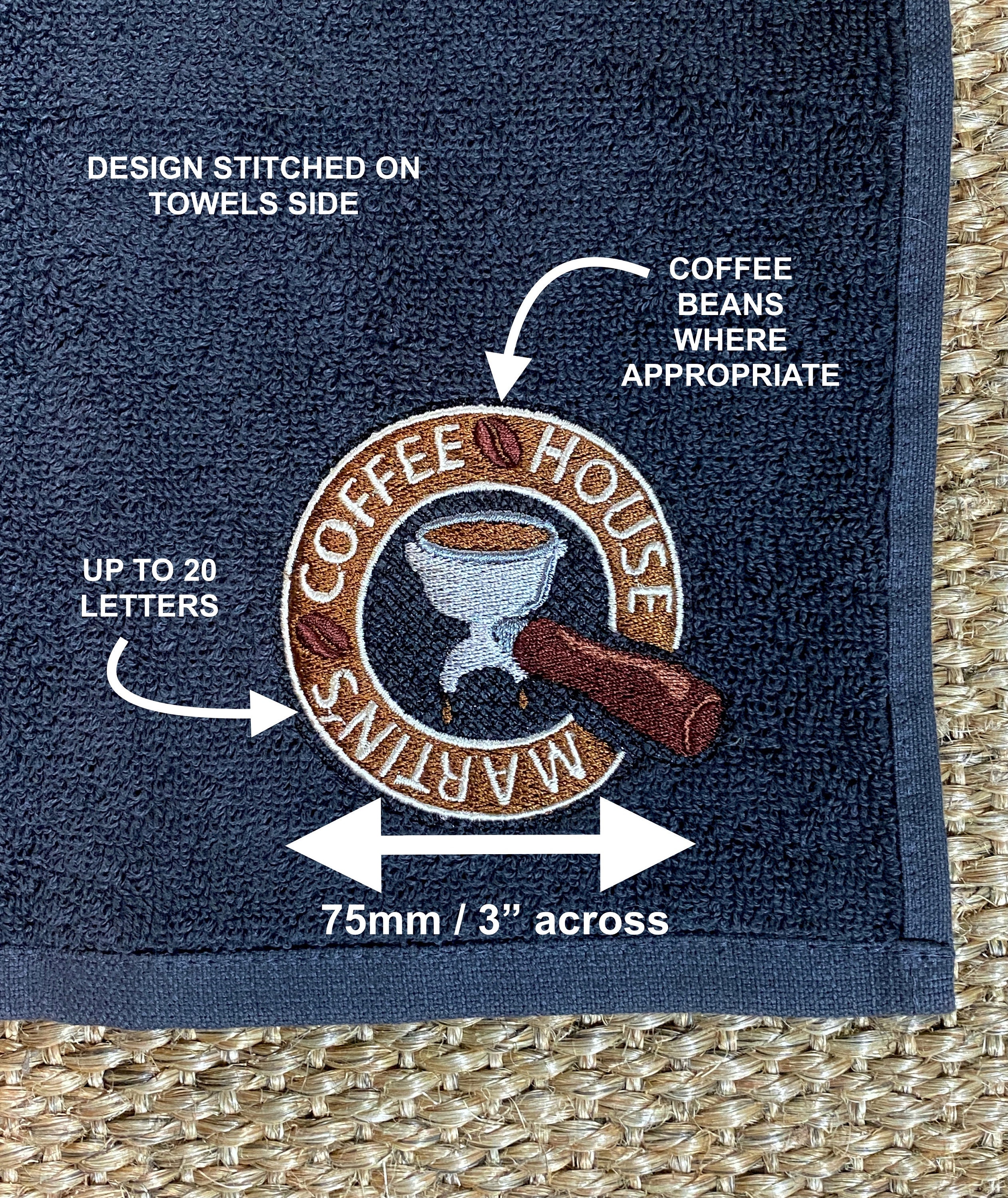 Portafilter Personalised Coffee Towel Great Home Barista Gift 