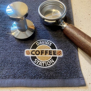 Coffee Station Personalised Bar Towel - Great Coffee Lover Gift!