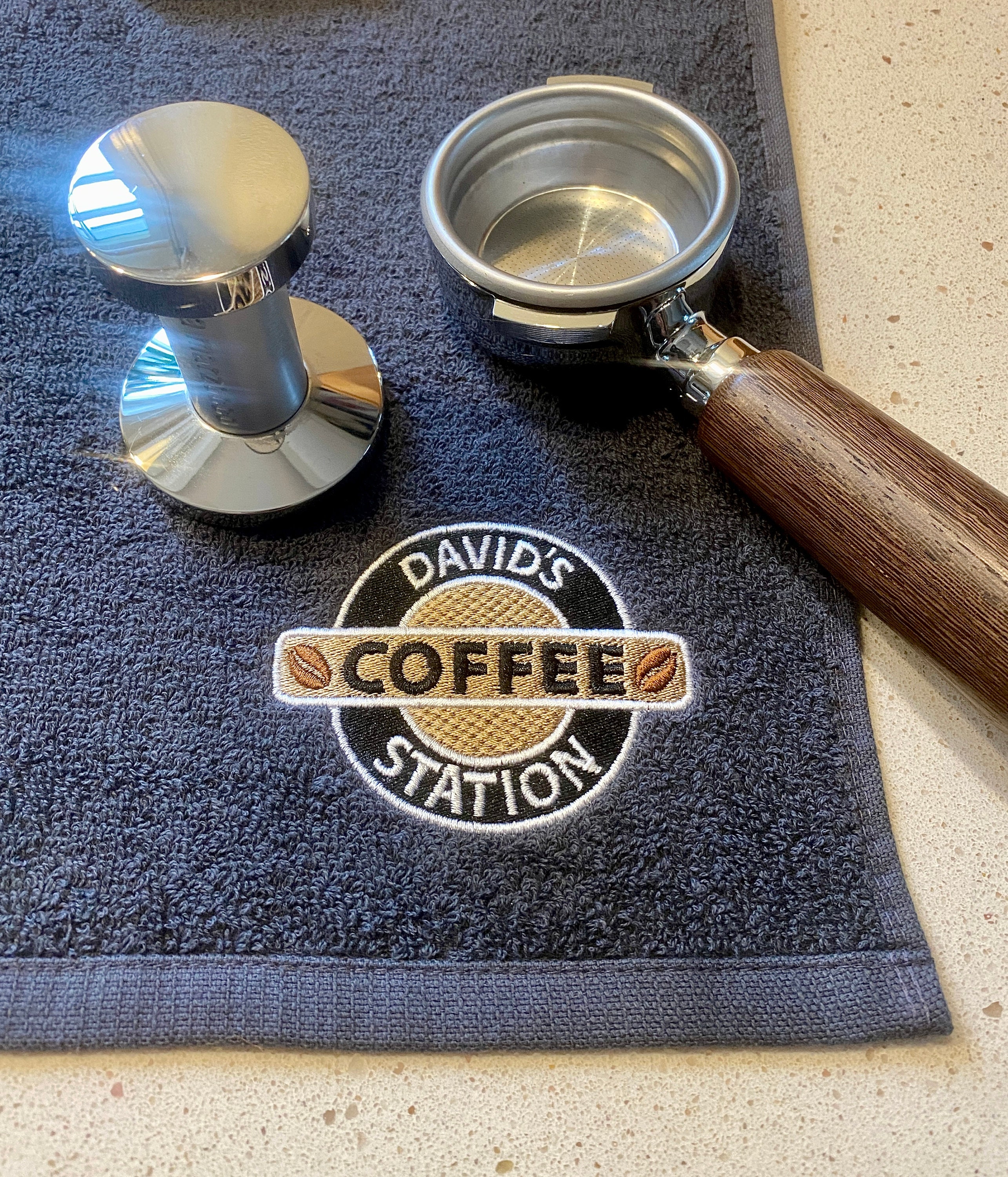 Portafilter Personalised Coffee Towel Great Home Barista Gift 