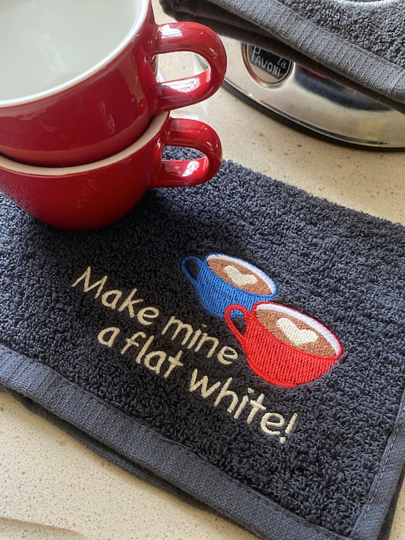 Personalised Coffee Bar Towel Coffee Cups With Latte Art 