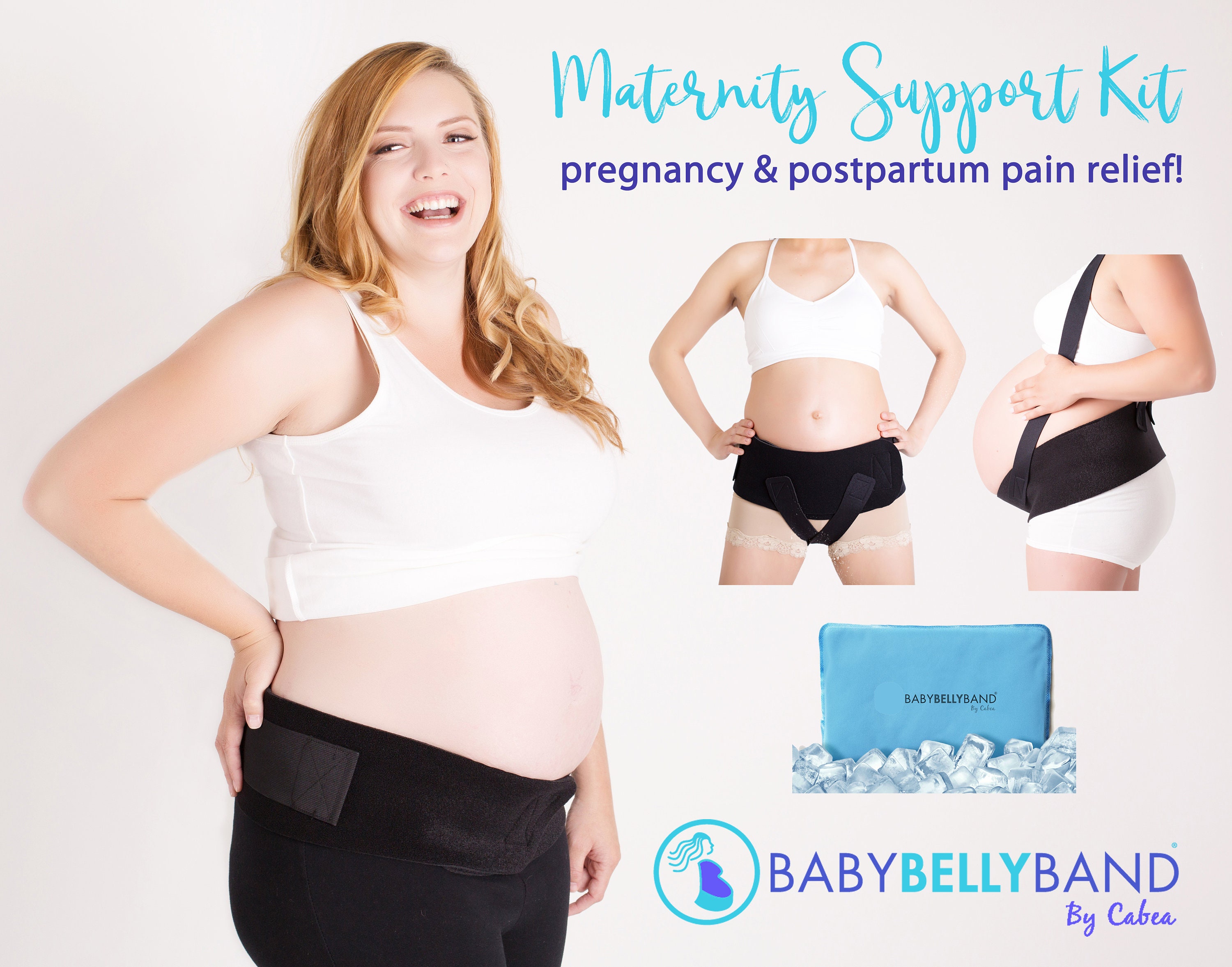 Cabea Shoulder Straps for Pregnancy and Postpartum Belly Support Belt (Color: Black, Size: One Size Fits Most)