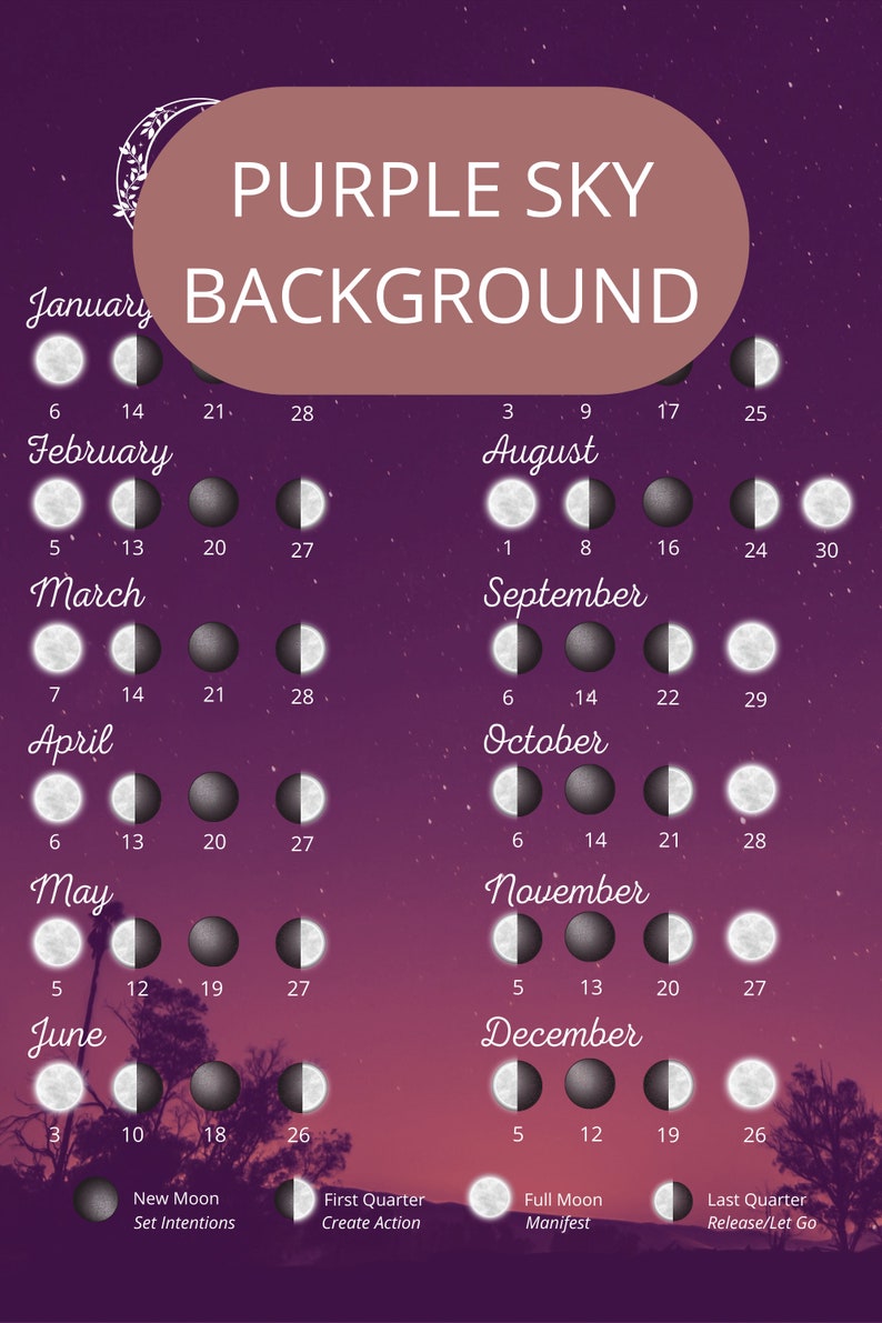Lunar Calendar 2023 Monthly Moon Phases for Year 18 in X 24 In