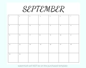 Birthday Calendar Template Printable/Digital Black and White