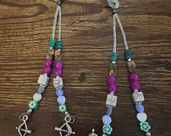 hair clips with beads and bow and arrow charms