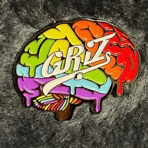 Griz Rainbow Brain Hat Pin.