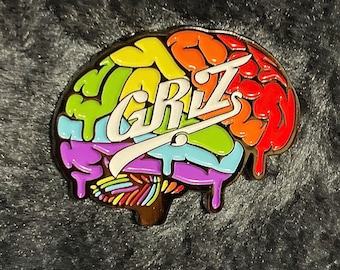 Griz Rainbow Brain Hat Pin.
