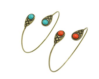 Orange-red or blue enameled Bangle Bracelet