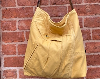 Repurposed Yellow Leather Jacket to Bag