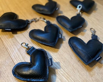 Leather Heart key fob, valentine heart, heart keyring, leather key fob, upcycled leather key fob, recycled leather jackets