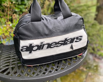 Leather Overnight Holdall upcycled from Alpinestars biker jacket, weekender bag, leather weekender,