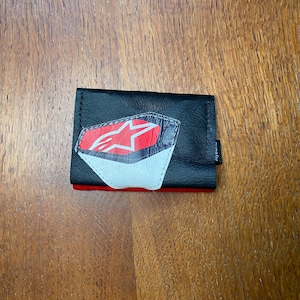 Recycled Leather card holder, Upcycled leather biker jacket to wallet 12 cards