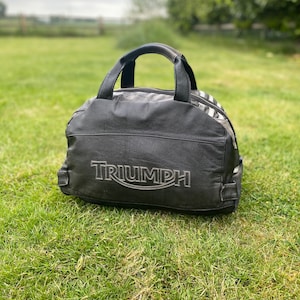 Small holdall. biker jacket repurposed, leather weekend bag