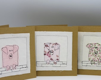 Pig card machine embroidered - Uk seller