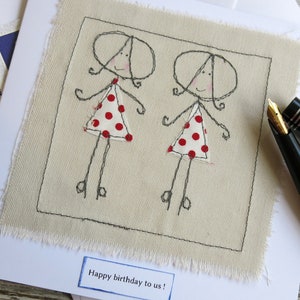 Twin Sisters birthday card - option to personalize - uk seller