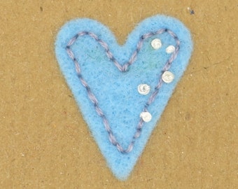 Embroidered heart card - UK seller