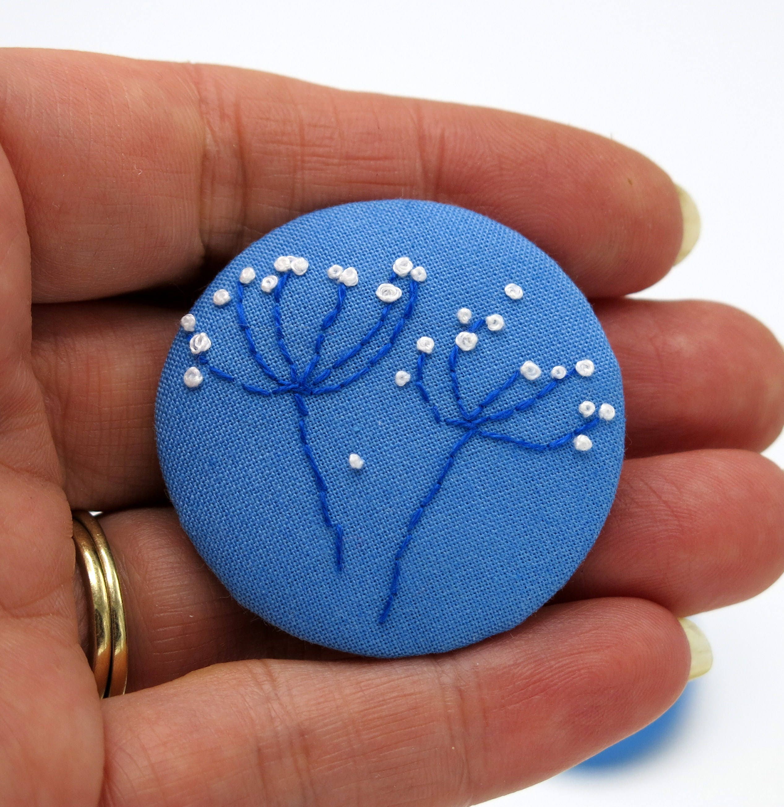 Hand embroidered brooch fabric brooch button brooch Etsy