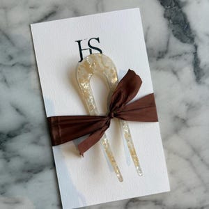 Pearl Acetate Hair Fork: Handmade French U-Shaped Bun Pin